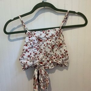 Open back tie back floral crop top